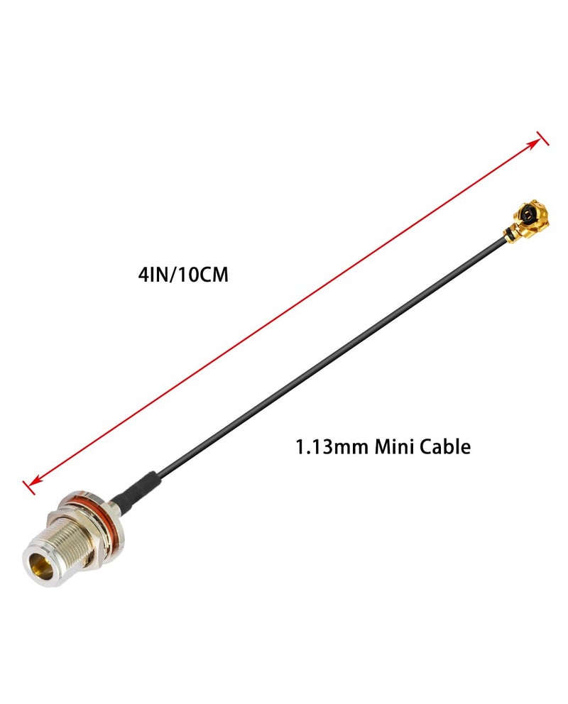 POBADY 2PCS U.F.L1 to N Type Female Low Loss Coaxial Cable 4" /10CM U.F.L1 1.13mm Mini-Coaxial Pigtail Cable for Wireless Routers Mini PCIE Network Cards PCI Wi-Fi WAN Repeater - Image 2